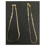 2 14 KT Gold Herringbone Chain Bracelets.