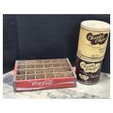 Coca-Cola Adv Crate & Charles Chip Tins.