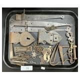 Cast Iron Primitive Hooks, Hinges, Nails.