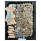 597 Wheat & Memorial Pennies, 44 Dimes.