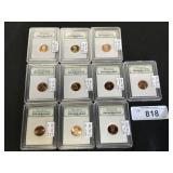 10 Slab 1968-2008 Lincoln Pennies.