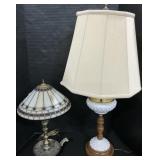 Tiffany Style & Hobnail Milk Glass Lamps.