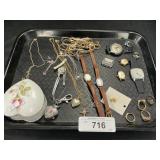 Costume Jewelry, Watches & Small Heart Box.