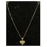 14 KT Italian Gold Necklace W/Heart Pendant.