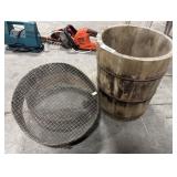 Wooden Barrel Planter, Sifter Screens.