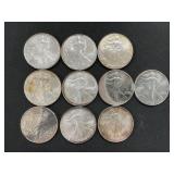 10 .999 Fine Silver American Eagle Dollars.