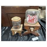 Vtg Wooden Nut Dispensers.