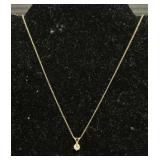 14 KT Gold Necklace W/Diamond Pendant.