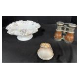 Floral Milk Glass Dish, Opera Glasses.