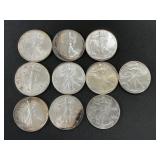 10 .999 Fine Silver American Eagle Dollars.