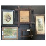 Tramp Art Frames, Madonna & Child Lithograph.