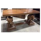 Vtg Hand-Carved Mahogany Elephant Coffee Table.
