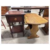 Vtg Mahogany Side Table, Blonde Oak DropLeaf Side