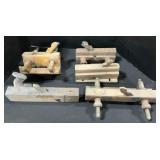 5 Antique Adjustable Plough Planes.