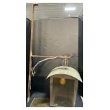 Outdoor Copper & Cast Iron Amber Glass Lantern.