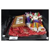 Handmade Mexican Dolls,  Framed Photo, Fabric.