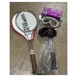 Wilson Tennis Rackets & Ski Goggles.