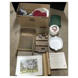 Washboard, Type Tray, Blankets, Posters.