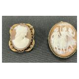 2 Vintage Shell Cameo Pins.