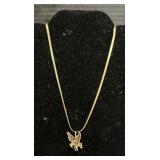 14 KT Gold Snake Chain Necklace W/ 14 KT Gold