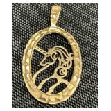 14 KT Gold Unicorn Pendant.