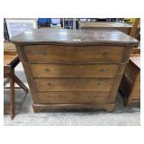 Vtg Serpent Front Walnut Chest of Drawers.