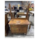 Antique Oak Serpent Front Wash Stand.