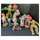 9 Clown Figurines, Casades, Ron Gordon, Pewter.