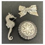 3 Sterling Silver Pins.