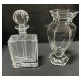 Crystal Waterford Vase & Block Decanter.