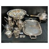 Silverplated Newport Tea Set & Sherdai Punch Set.
