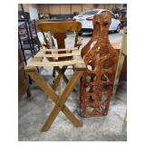 Vtg Oak Folding Luggage Rack & Wine Rack.