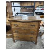 Antique Oak Serpent Front Chest of Drawers.
