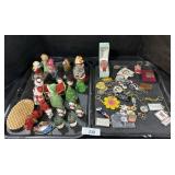 Vintage Christmas Figurines & ADV Keychains.