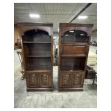 Mid Century Dark Pine Bookshelves.