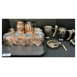 Silverplated Mugs, James The Butler, Ashtray.