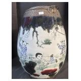 Chinese Republic Figural Porcelain Drum Jar.