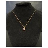 14 KT Gold Necklace W/Diamond Pendant.
