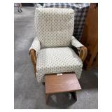 Clean Vtg Gooseneck Armchair & Footstool.