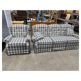 Clean Plaid Sofa & Armchair.
