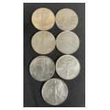 6 90% Silver Walking Liberty Coins.