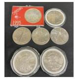 7 90% Silver Walking Liberty Coins.