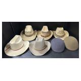 4 Straw, 1 Felt Cowboy Hat, Ascot Hats.