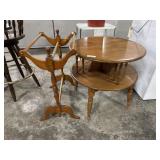 Two Tier Mid Century Maple Table & Quilt Rack.