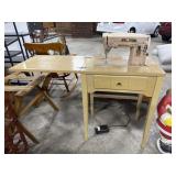 Mid Century Modern Blonde Oak Singer Sewing Table