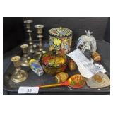 Folk Art Jars, Wooden Eggs, Candlestick Holders.