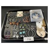 Tray Pf Costume Jewelry, Earrings & Bracelets.