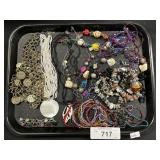 Tray Of Costume Jewelry, Beaded Necklaces.