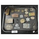 Adv Belt Buckles & Keychains, Badges.