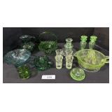 Uranium Glass Perfume Bottles, Juicer, Blown Glass